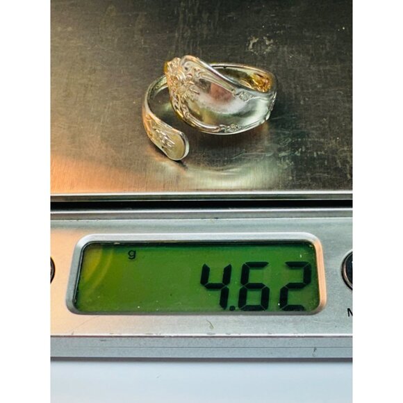 Vintage Estate WM Rogers Floral Spoon Ring Silver Plated Size 7, Handmade Jewelr - Picture 10 of 11